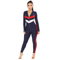 Splicing Hooded One-piece Jumpsuit Pants
