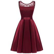Lace Sleeveless Dovetail Bridesmaid Dress With Bow