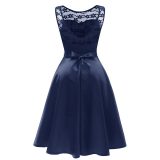 Lace Sleeveless Dovetail Bridesmaid Dress With Bow