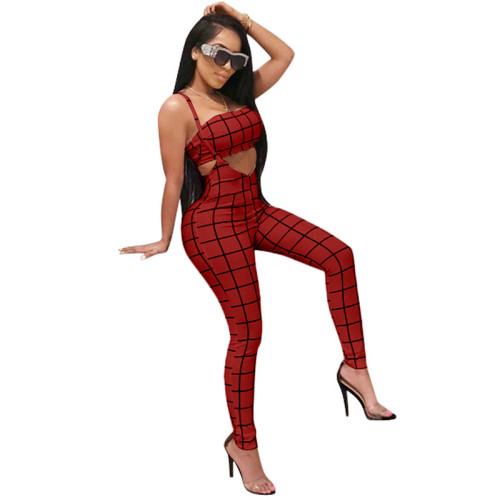 Printed Grid Two Pc Sets Rompers