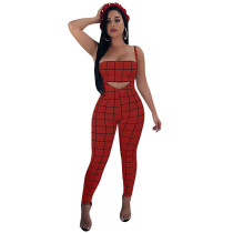 Printed Grid Two Pc Sets Rompers
