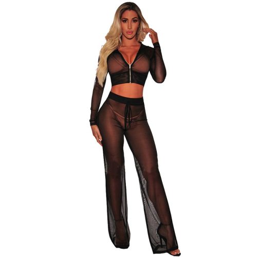 Sexy See Through Clubbing Wear With Zipper