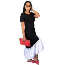 Short Sleeve Maxi Dress With Contrast Hem