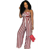 Sexy Straps Striped Wide Jumpsuit