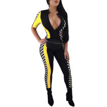 Racing Printing Striped Jumpsuits