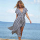 V Neck Striped Beach Dress