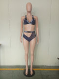 Fashion Patchwork Letter Two-piece Swimwears
