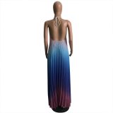 Ombre Halter Pleated Dress