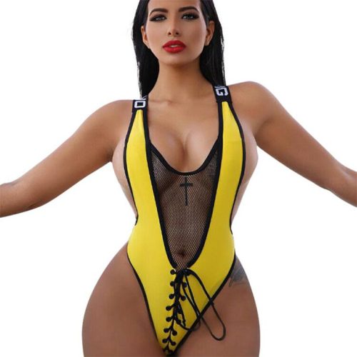High Cut Sexy Lace-Up One-Piece Swimsuit