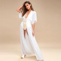 Carried Away Off-White Embroidered Maxi Cardigan
