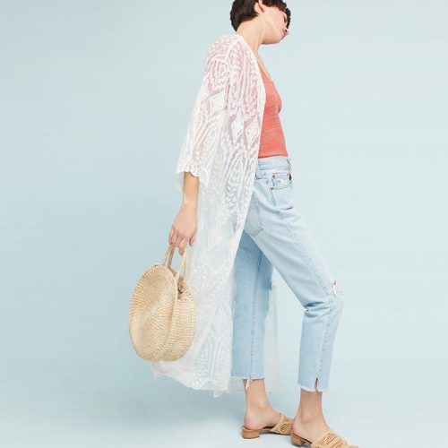 Lace Embroidered Beach Long Cardigan