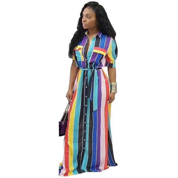 Belted Stripe Maxi Dress