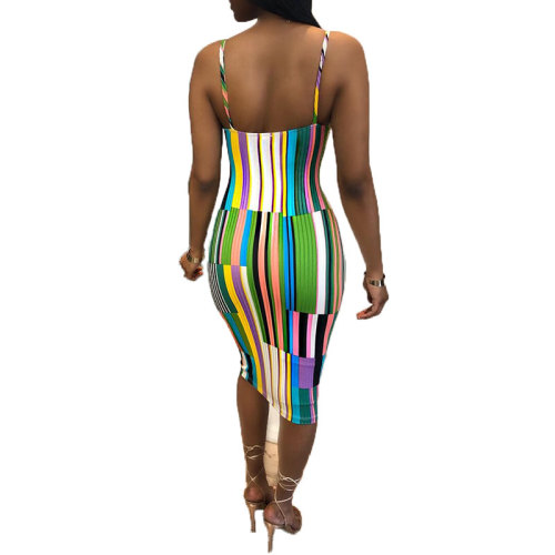 Multicolor Printed Straps Dress