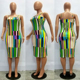 Multicolor Printed Straps Dress
