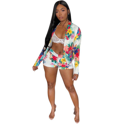 Fashion Floral Printed Two-piece Shorts Set