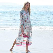 Turn-down Collar Chiffon Long Sleeve Beach Robe