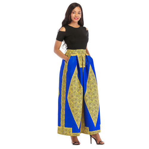 African Print Short Sleeve Blouse and Long Skirt