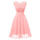 O-Neck Sleeveless Lace Upper A-line Prom Dress