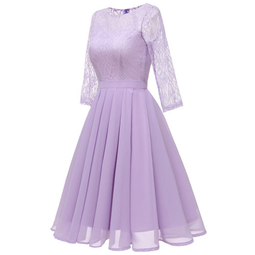 Women's Lace Sleeve Chiffon Swing Wedding Dress