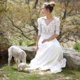 White Lace Chiffon Wedding Dress