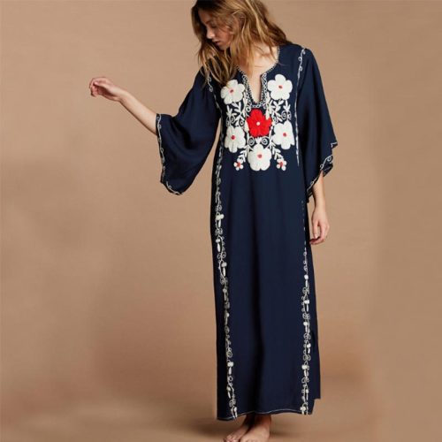 Cotton Embroidered Beach Holiday Dress