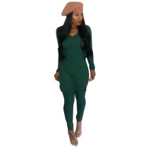 Solid Color Round Neck Casual Two-piece Suit