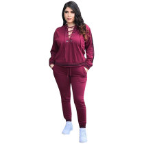 Eyelet Detail Strapped Hoodie Top and Pants