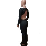 Beaded Long Sleeve Cutout Jumpsuit