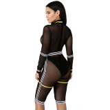 Classic Mesh See Through Stitching Rompers