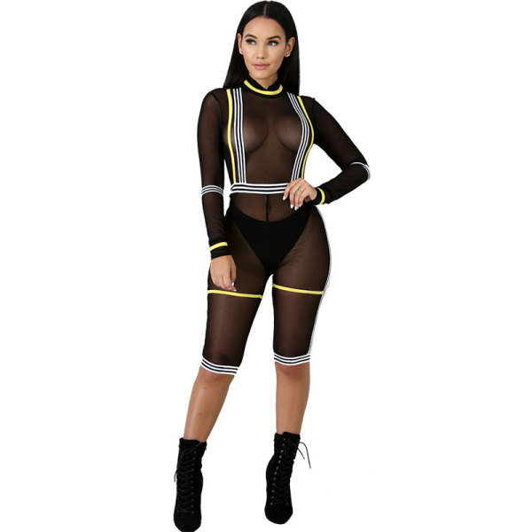 Classic Mesh See Through Stitching Rompers