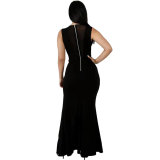 Sleeveless Deep V-neck Split Long Dress