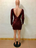 Sexy Backless Sequined Decorative Mini Dress