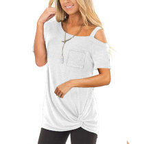 Knotted Skew Neck T-Shirt