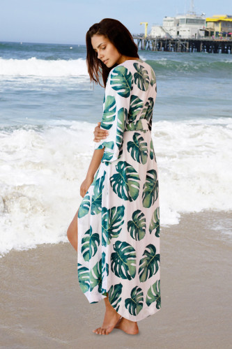 Long Kimono Robe Panama Palm Cover