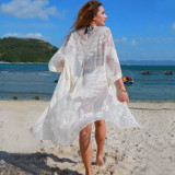 Feather Embroidery White Cover Up