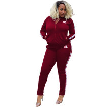 Ribbon Embroidery Long Sleeve Sports Two-Piece Set