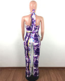 Sleeveless Tie-dye Backless Sexy Jumpsuit