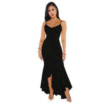 Constance Ruffle Accent High-low Maxi Dress