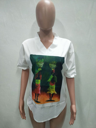Fashion Print Short Sleeve Shirt