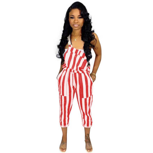 Casual Striped Sling Jumpsuit