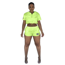 Solid Color Eye Sequins Stitching Two Piece Outfits