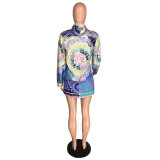 Casual Printed Multicolor Mini Dress(Without Belt)