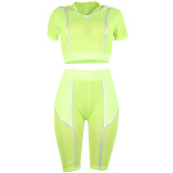 Sexy Hooded Collar See-through Green Two-piece Shorts Set(Without Lining)