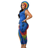 Casual Hooded Backless Print Sleeveless Jumpsuit