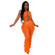Casual Pure Color Mesh Jumpsuit with Underwear
