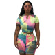 Casual Tie-dye Stitching Two Piece Outfits
