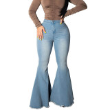 Bellbottoms Tie-Dye Plain Slim Women's Jeans