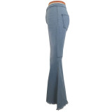 Bellbottoms Tie-Dye Plain Slim Women's Jeans