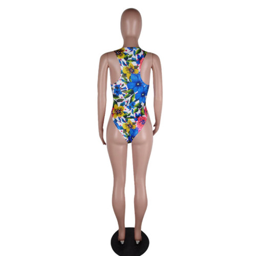 Fashion Floral Print One Piece Swimsuit