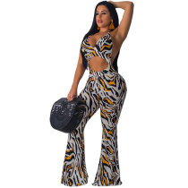 Sexy Printed Wide Leg Jumpsuit